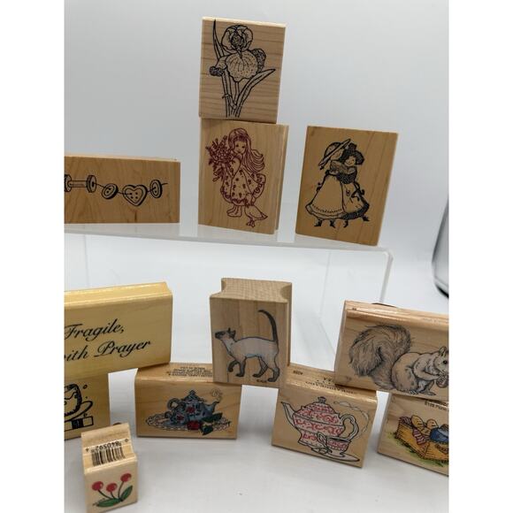 12 Wood Rubber Stamps A Variety Of Images - Picture 3 of 9